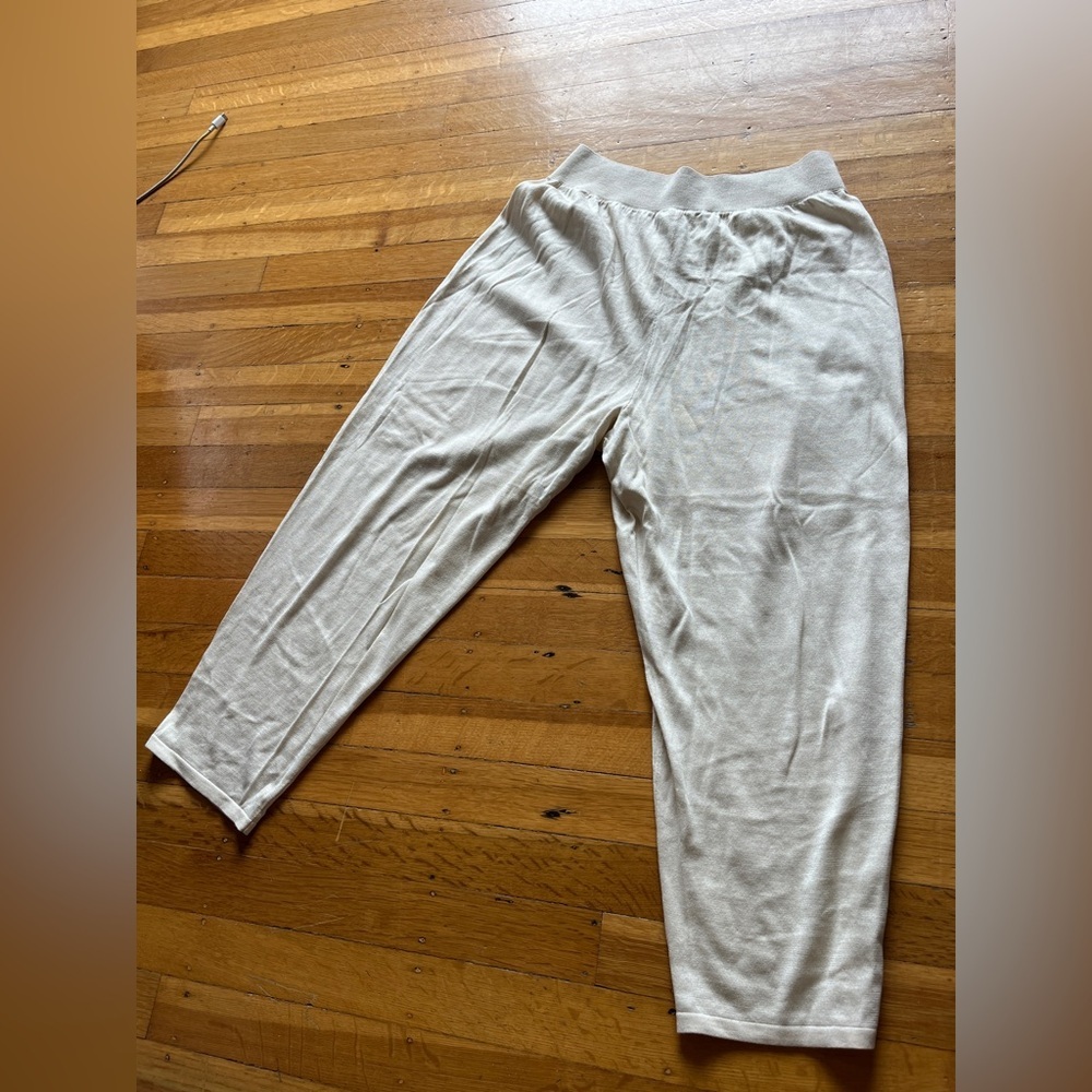 Cream silk cotton knit Theyskens Theory knickers pants sweats shorts M scandi